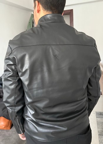 Siyah Deri Biker Ceket - Görsel 4