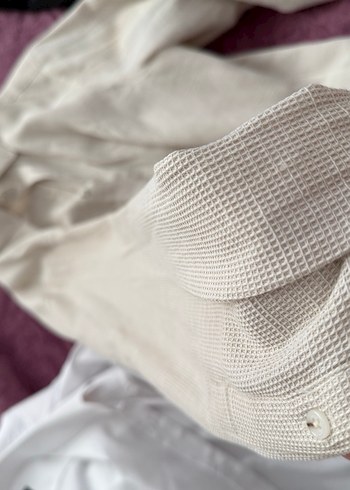 Bej Düğmeli Keten Midi erkek Gömlek - Görsel 3