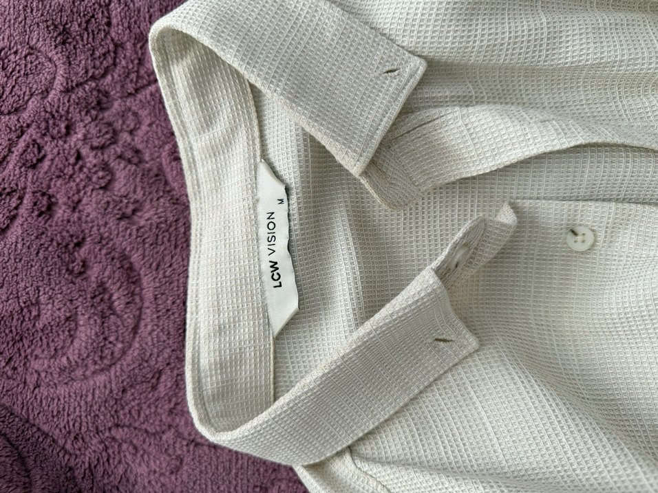 Bej Düğmeli Keten Midi erkek Gömlek - Görsel 2