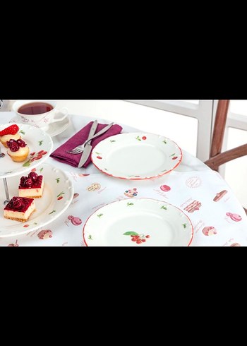 Kiraz Desenli Beyaz Tabak Seti MADAME COCO - Görsel 2