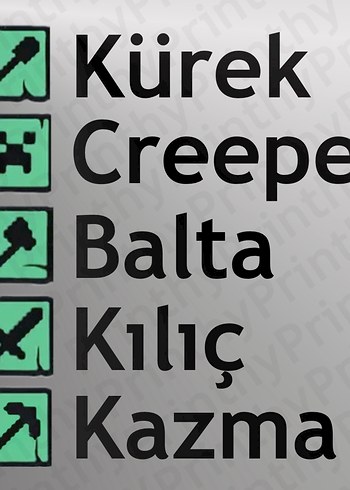 Minecraft kişiye özel isimli anahtarlık