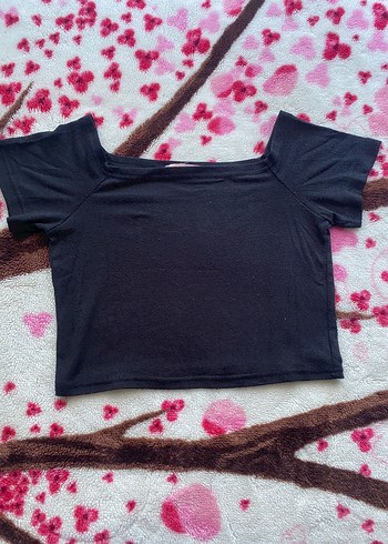 Siyah kısa kollu mini crop top