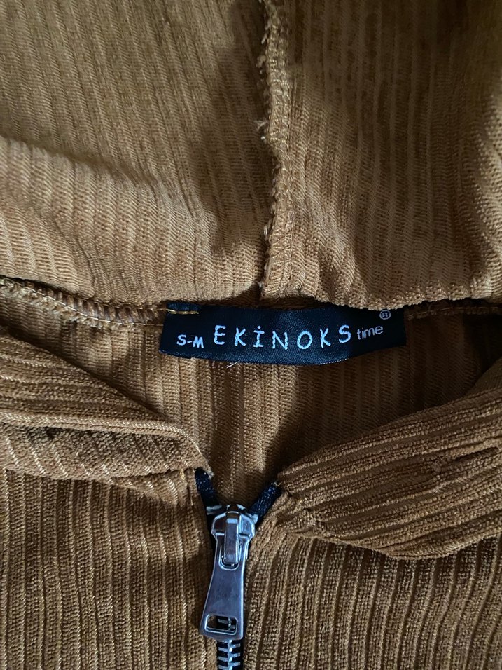 Kahve crop ceket - Görsel 2