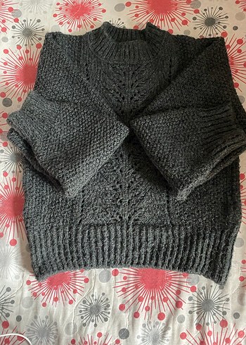 Gri örgü kazak - Görsel 2