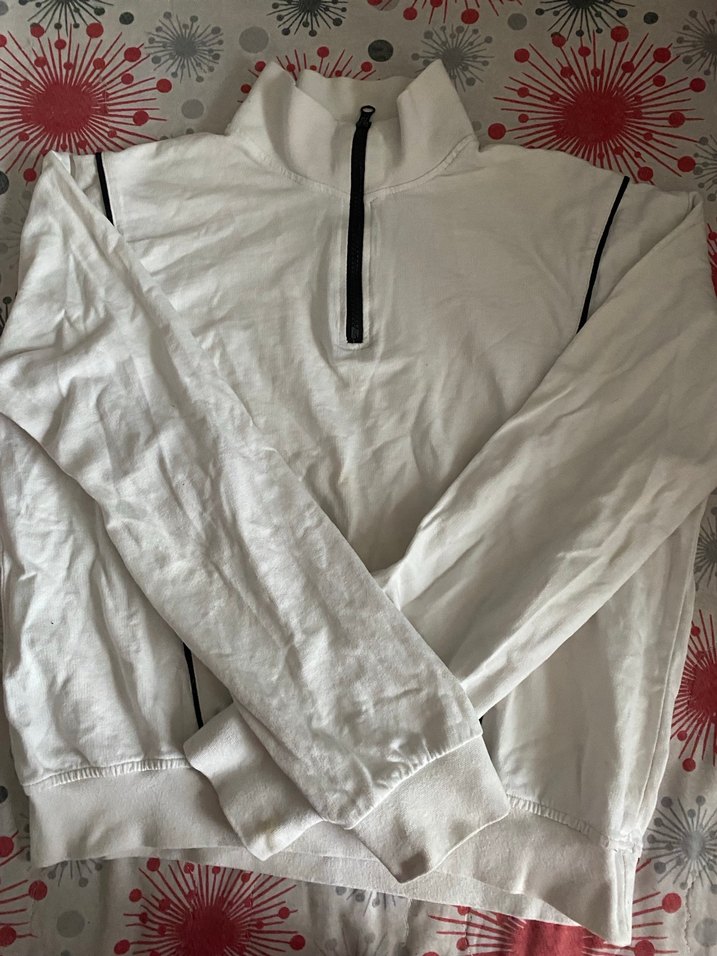 Beyaz fermuarlı sweatshirt - Görsel 2