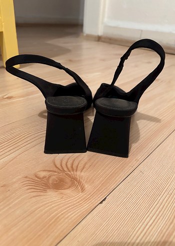 Kadın Siyah Süet Kalın Topuklu Stiletto - Görsel 4