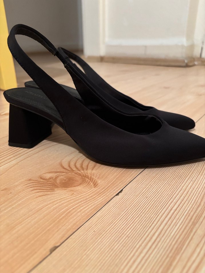 Kadın Siyah Süet Kalın Topuklu Stiletto - Görsel 2