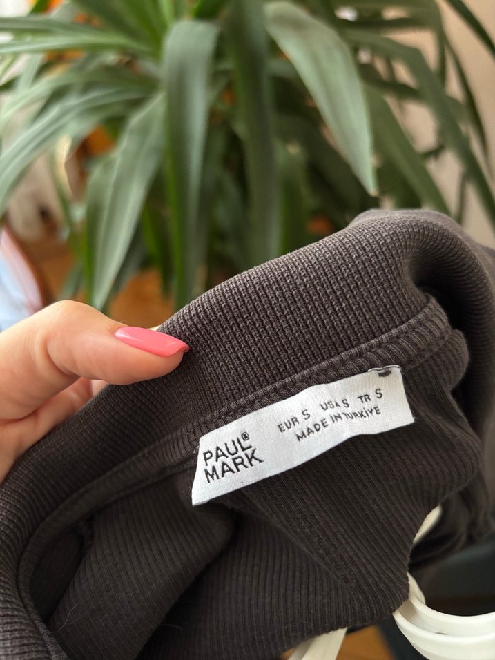 Gri Kısa Kollu Polo Yaka Casual Elbise - Görsel 3