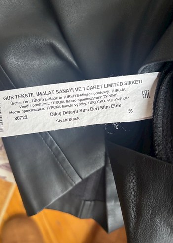 Siyah Deri Mini Etek - Görsel 2