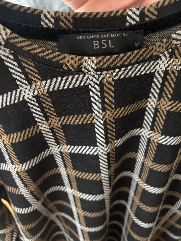 Siyah/gri/kahverengi Kareli Uzun Kollu Ofis Elbisesi - Görsel 3