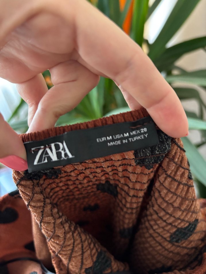 Kahverengi Puantiyeli Mini Bohem Elbise - Görsel 3