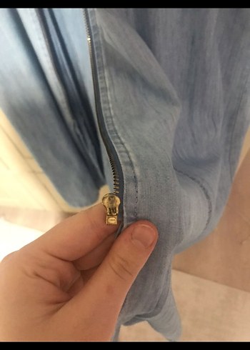 38 Beden mavi Renk Uzun Mavi Denim Kadın Pardesü