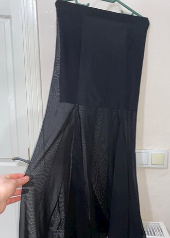 Siyah Drapeli Uzun Kadın Etek - Görsel 2