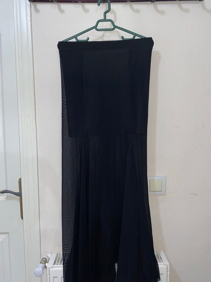 Siyah Drapeli Uzun Kadın Etek - Görsel 3