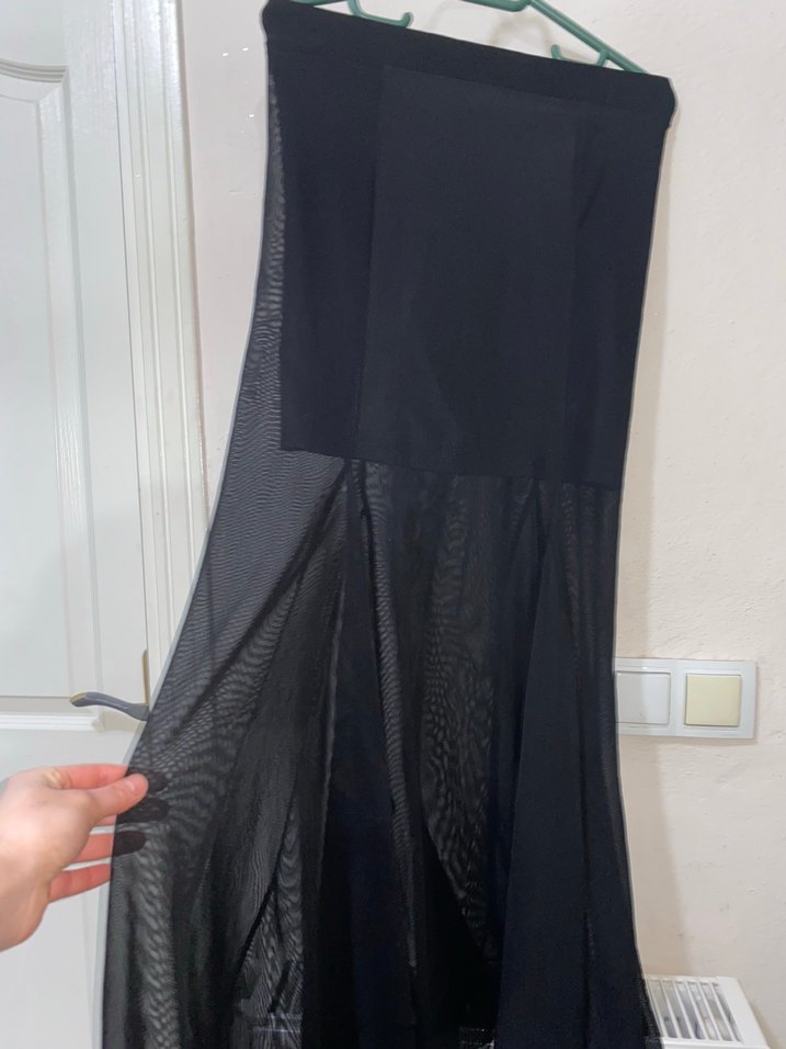 Siyah Drapeli Uzun Kadın Etek - Görsel 2