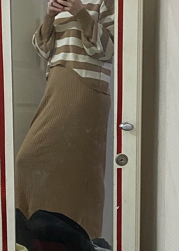 Uzun, Rahat Kesim Kadın Triko Elbise - Görsel 3