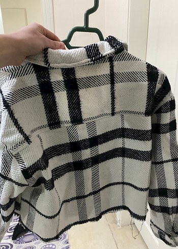 Gri Ekose Desenli Kadın Kısa Ceket - Görsel 3