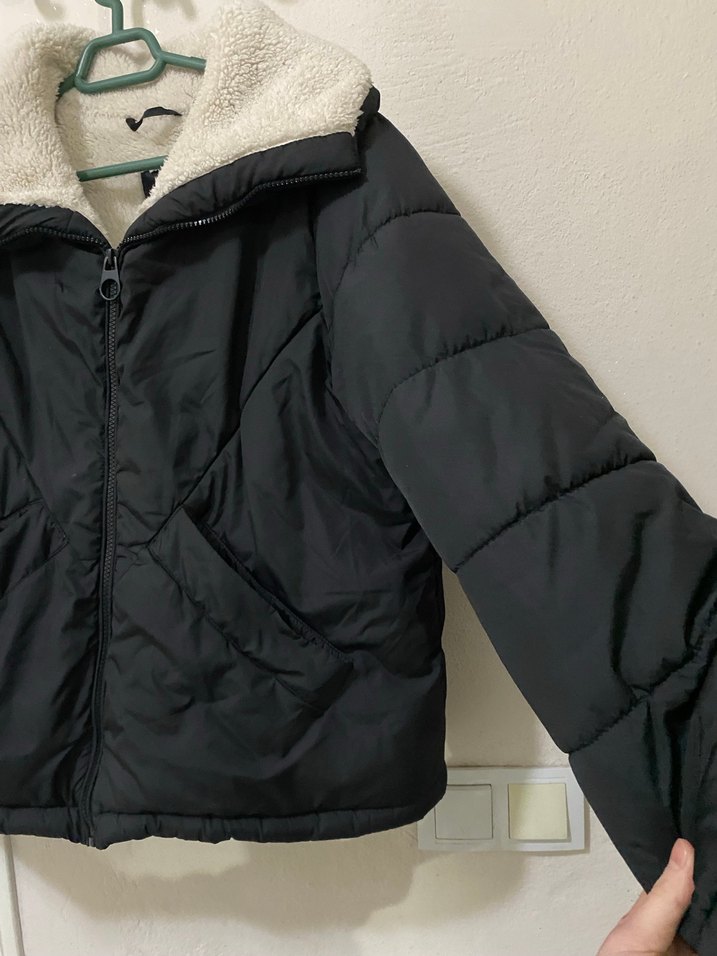 Siyah Kadın Fermuarlı Kış Montu - Görsel 3