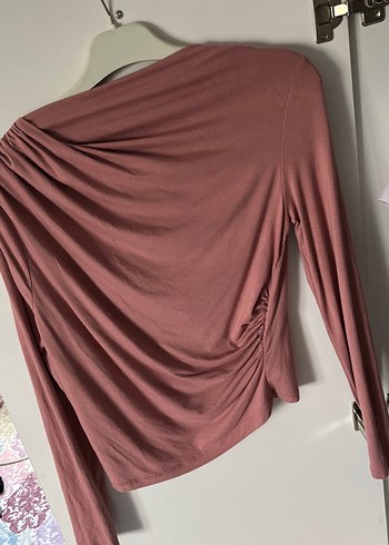Bordo Drapeli Yüksek Yakalı Kadın Bluz