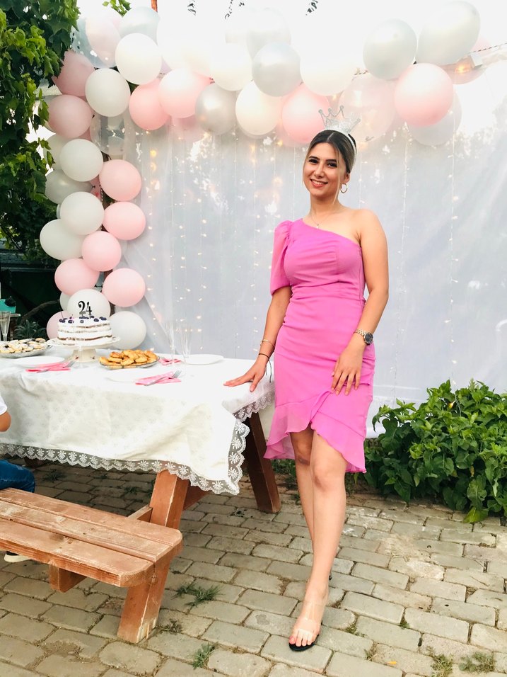 Pembe Straplez Midi Parti Elbisesi - Görsel 2