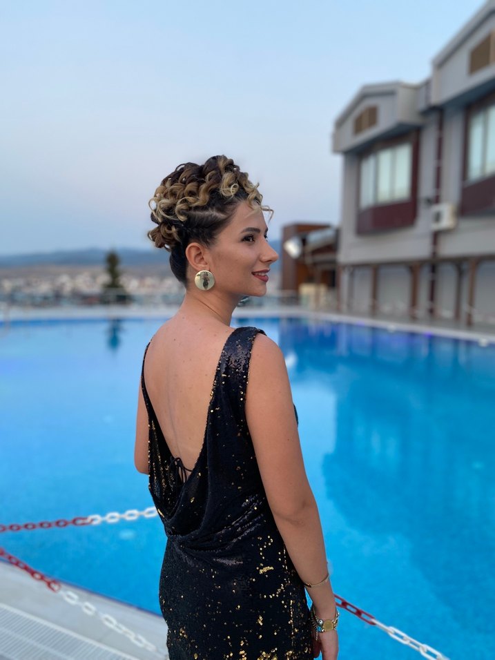 Parlak payet Desenli Mini Abiye Elbise - Görsel 2