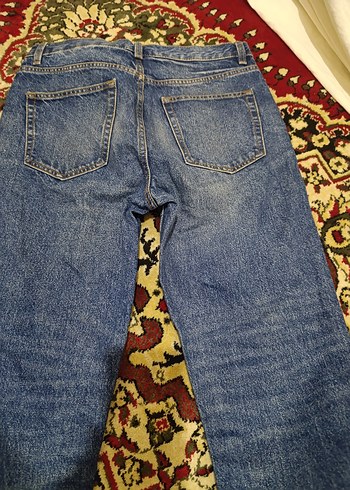 38 Beden Kadın Koyu Mavi Denim Normal Boy Kot