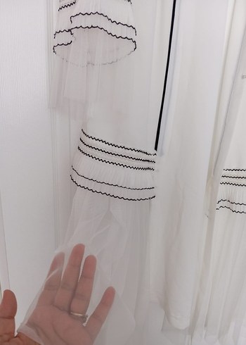 42 Beden Uzun Beyaz Nakışlı Bohem Kadın ceket tunik