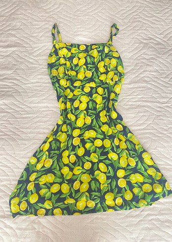 Sarı Limon desenli Yazlık Elbise