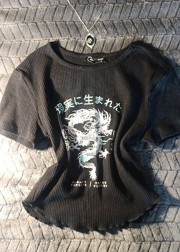 gotik whimsy y2k vintage grunge rock 2000s baskili tisort - Görsel 3