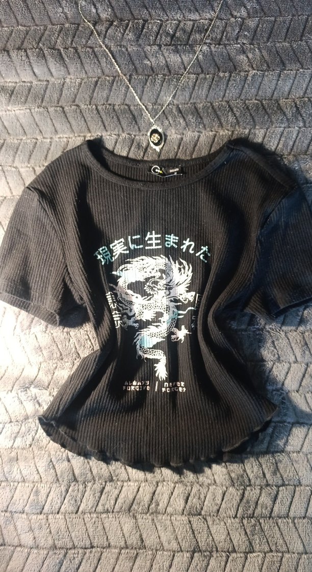 gotik whimsy y2k vintage grunge rock 2000s baskili tisort - Görsel 3