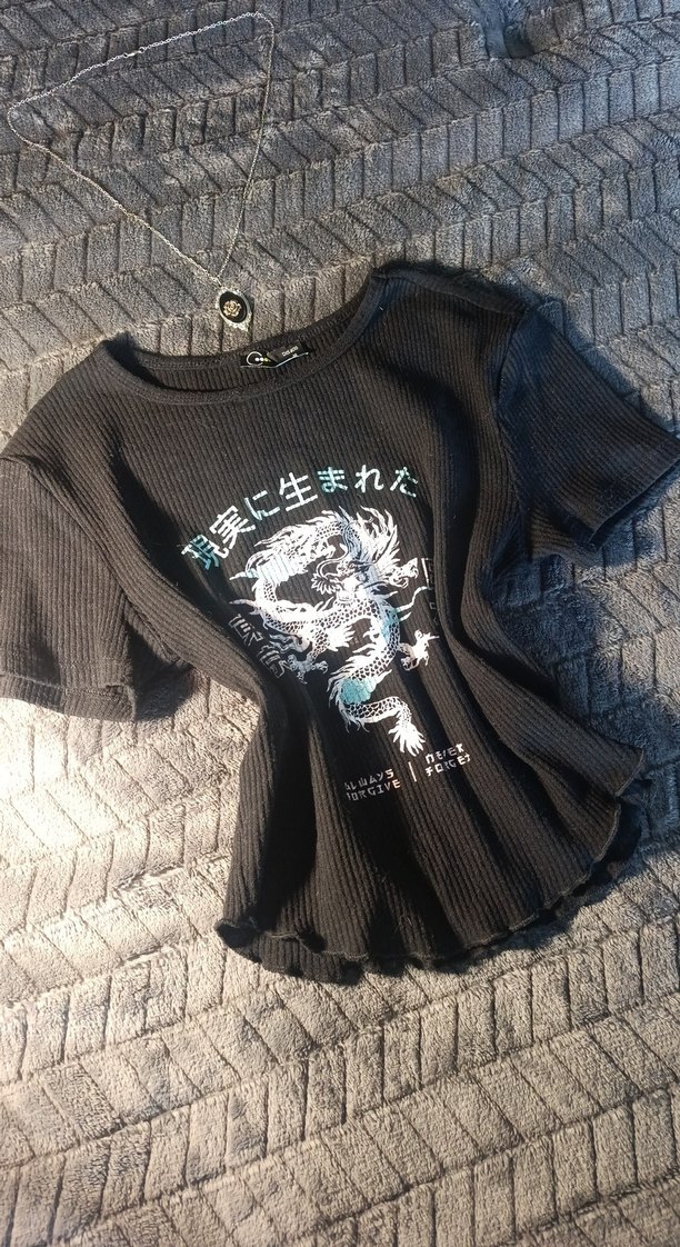 gotik whimsy y2k vintage grunge rock 2000s baskili tisort - Görsel 2