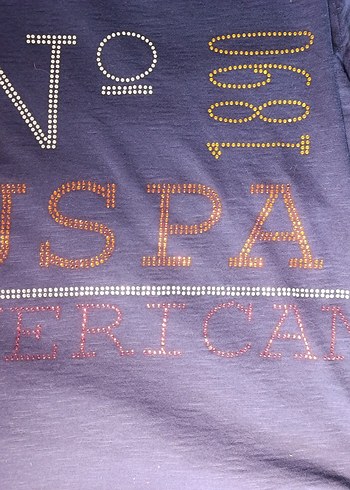 parlak isiltili pul desenli us polo assn bluz vintage y2k - Görsel 4