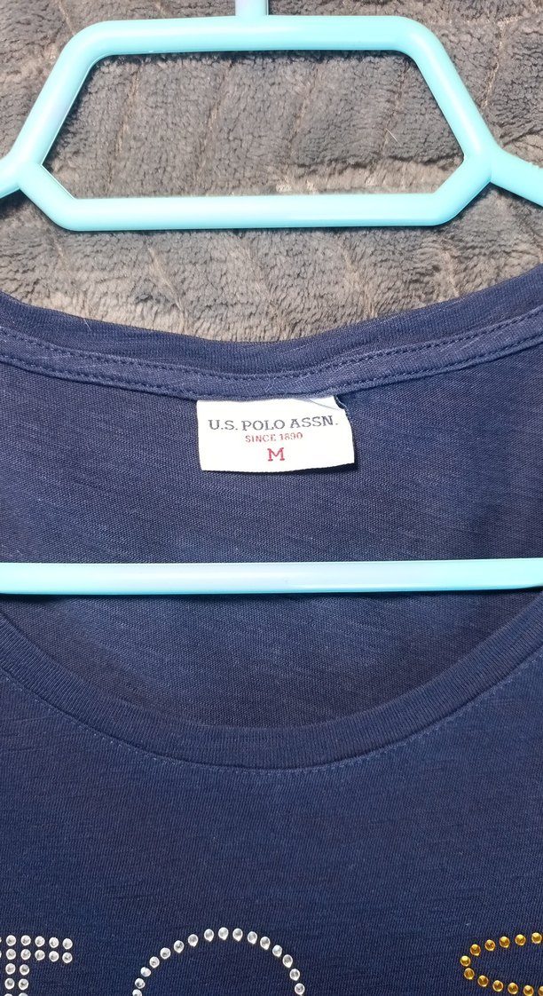 parlak isiltili pul desenli us polo assn bluz vintage y2k - Görsel 5