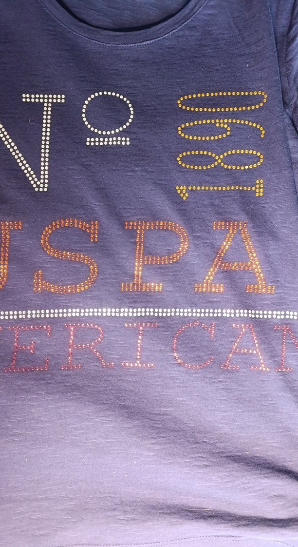 parlak isiltili pul desenli us polo assn bluz vintage y2k - Görsel 4