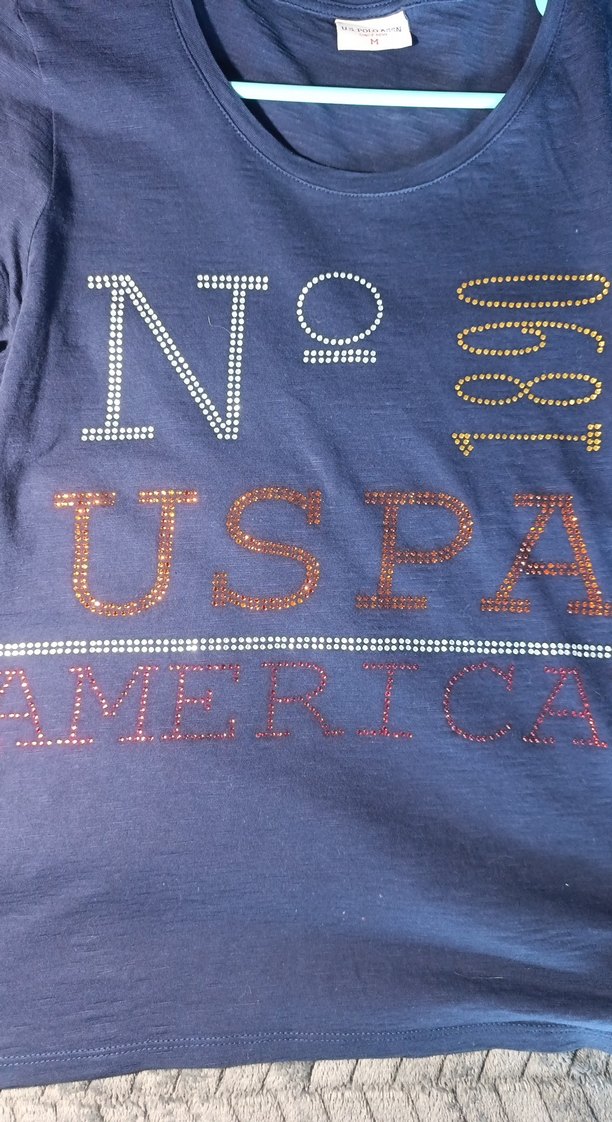 parlak isiltili pul desenli us polo assn bluz vintage y2k - Görsel 2