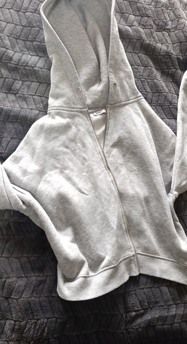 Gri Kapüşonlu Fermuarlı Kadın Sweatshirt - Görsel 2