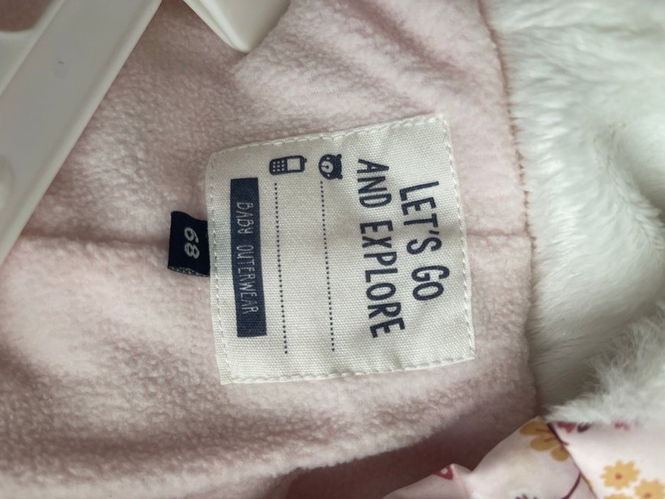 Beyaz Çiçek Desenli Bebek Kış Tulumu - Görsel 2