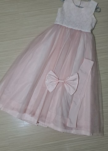 Kız Çocuk Pembe Fiyonklu elbise