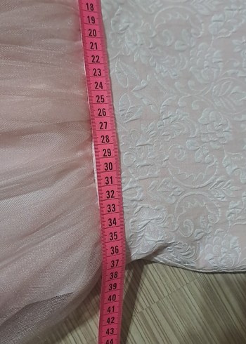 11-12 Yaş Beden pembe Renk Kız Çocuk Pembe Fiyonklu elbise