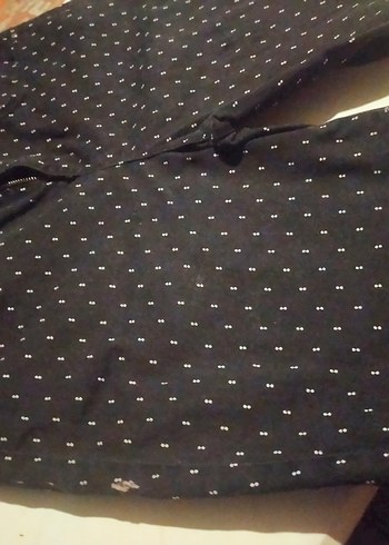 LC Waikiki Düğmeli Siyah Desenli Kadın Kumaş Pantolon