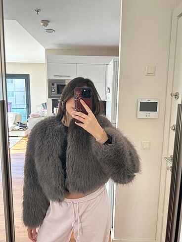 Zara gri kısa kürk