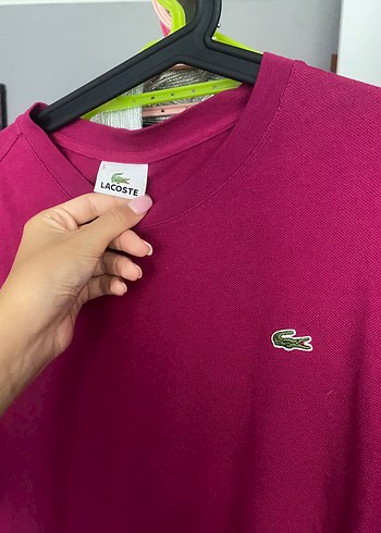 l/xl Beden Unisex Pembe Kısa Kollu Lacoste