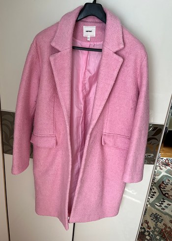 Pembe Midi Kaban Düğmeli ve Cepli