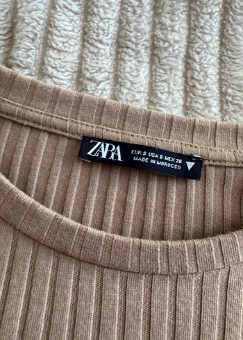 Zara Bej Fitilli Triko Kadın Elbise