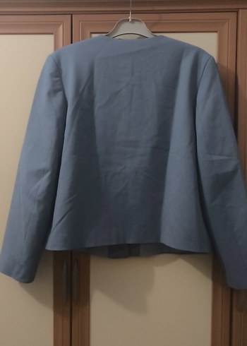 Düğmeli Kısa Mavi Kadın Blazer - Görsel 2