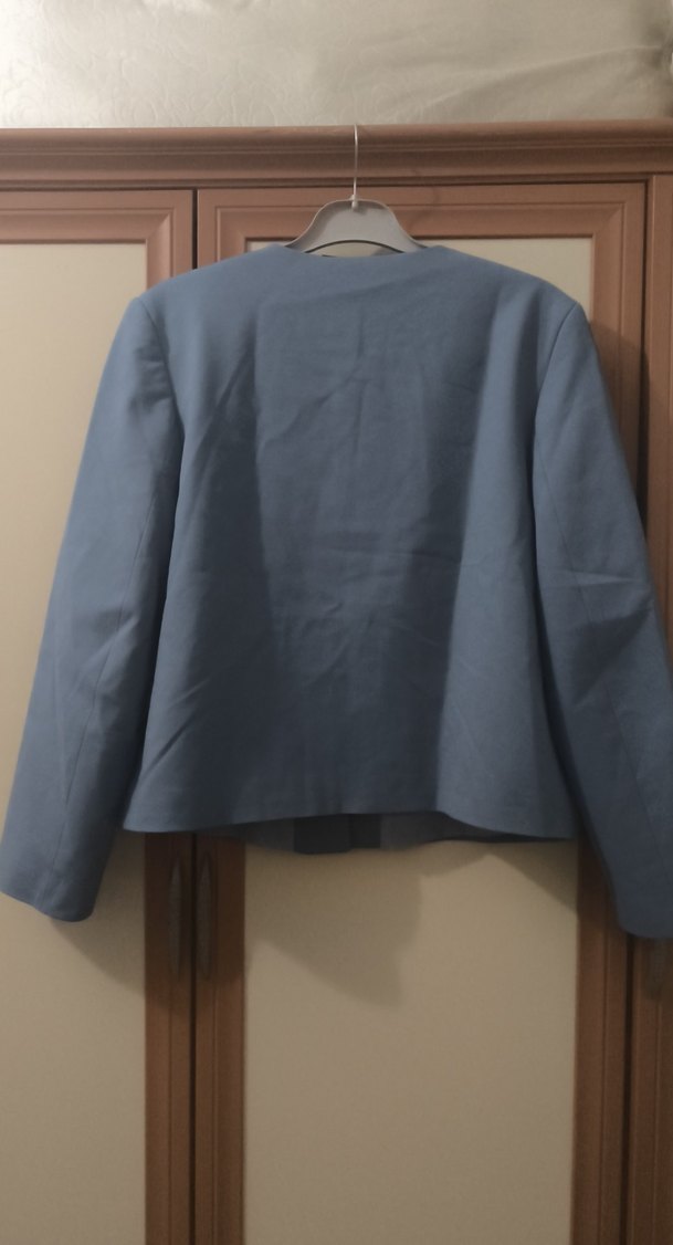 Düğmeli Kısa Mavi Kadın Blazer - Görsel 2