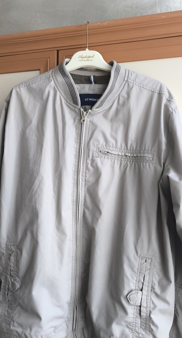 Gri Erkek Rahat Kesim Fermuarlı Ceket - Görsel 3