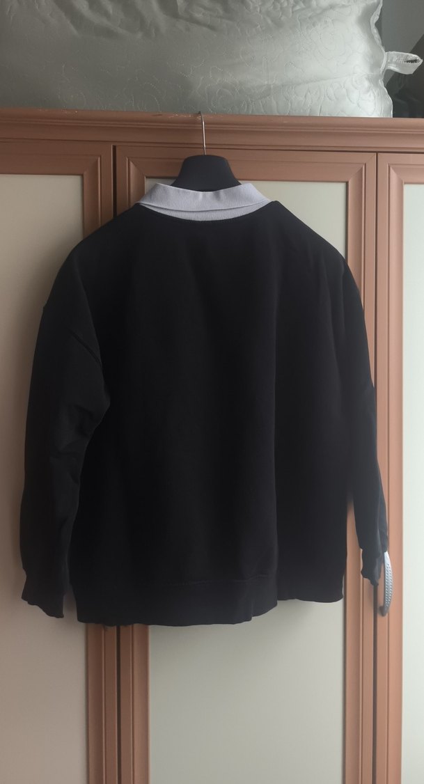 Oxford Baskılı Siyah Kadın Sweatshirt - Görsel 2