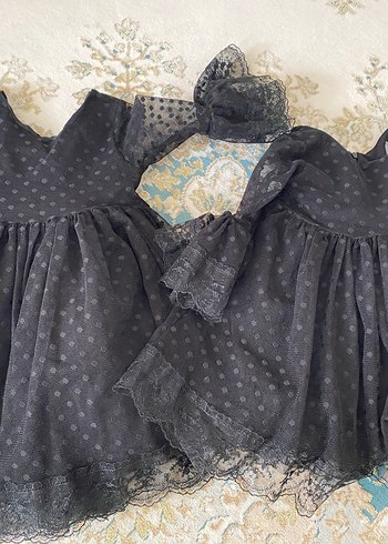 Dantel Detaylı Siyah Kız Elbisesi - Görsel 3