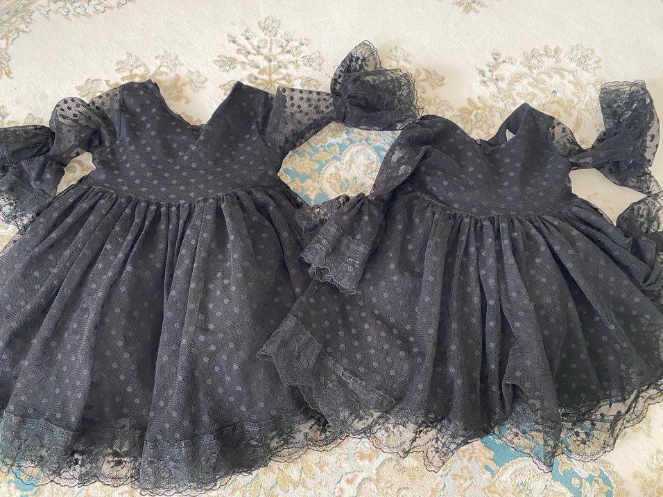 Dantel Detaylı Siyah Kız Elbisesi - Görsel 3